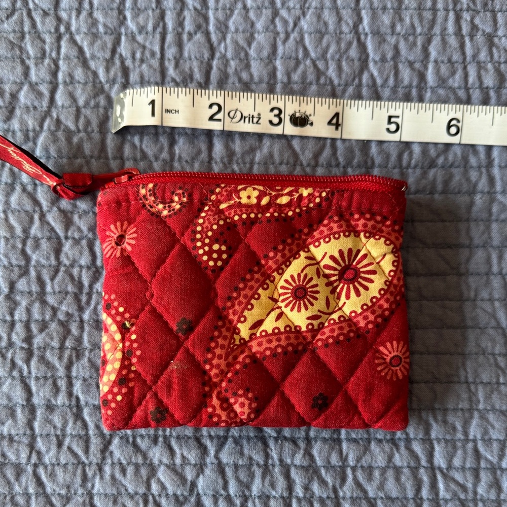 Vera Bradley Red and Yellow Quilted Cosmetic Pouch